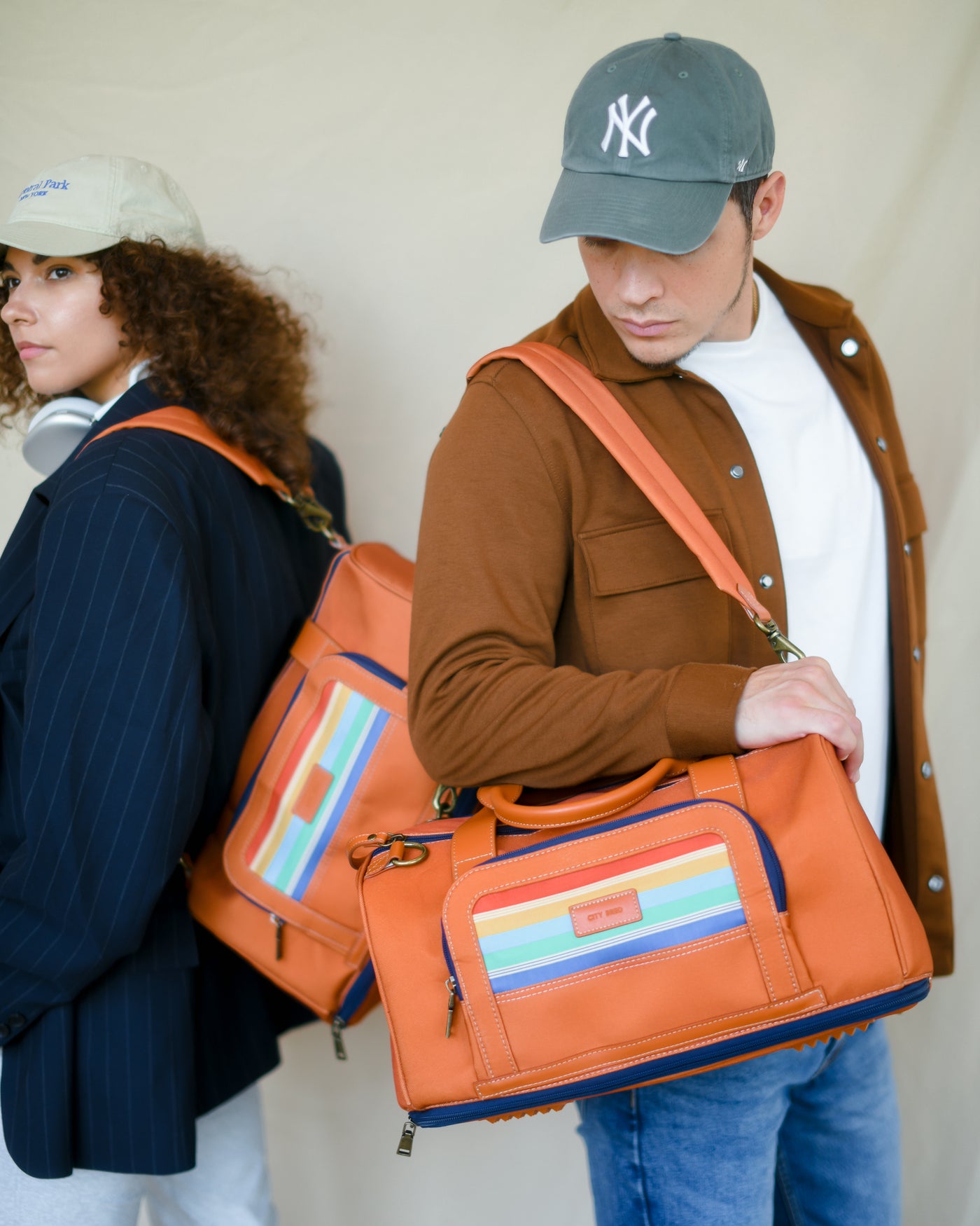 Models wearing bag as a messenger bag